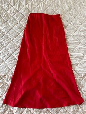 Women's Red Maxi Skirt — Sleek Elegant Silhouette